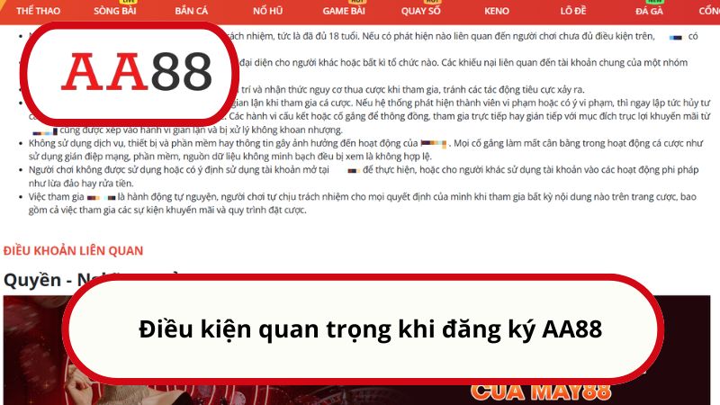 Đăng ký AA88 - Khám phá sân chơi giải trí đình đám châu Á 1 Điều kiện quan trọng khi đăng ký AA88